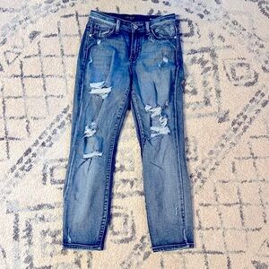 Judy Blue High Rise Boyfriend Fit Distressed Stretchy Jeans Size 3/26